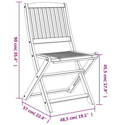 Chaises de jardin pliantes lot de 8 48,5x57x90 cm bois d'acacia