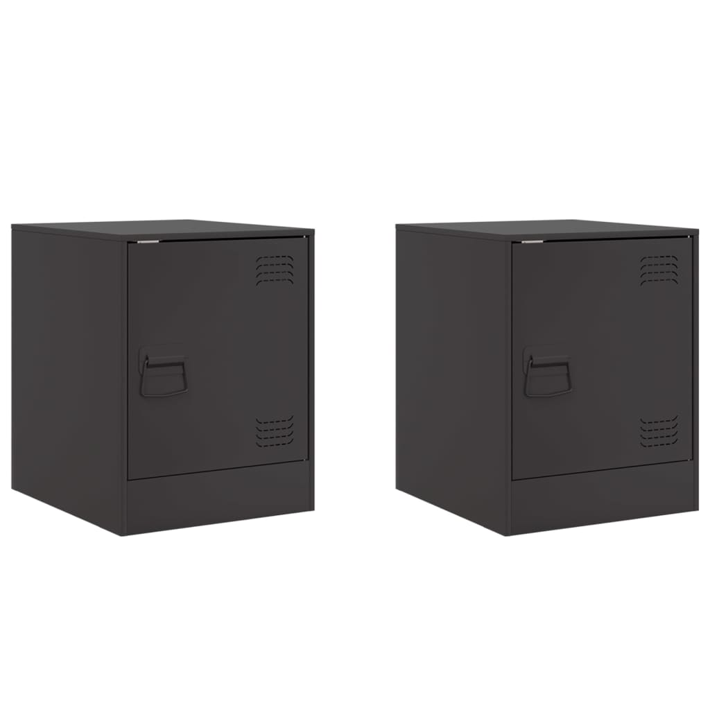 Tables de chevet 2 pcs noir 34,5x39x44 cm acier