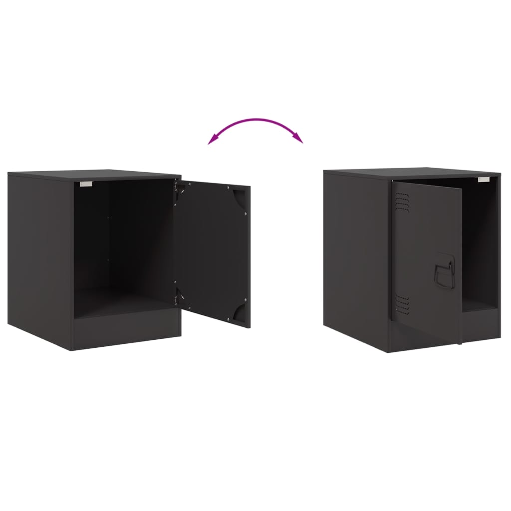 Tables de chevet 2 pcs noir 34,5x39x44 cm acier