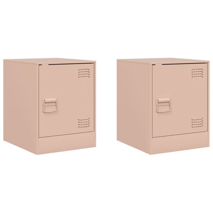 Tables de chevet 2 pcs rose 34,5x39x44 cm acier