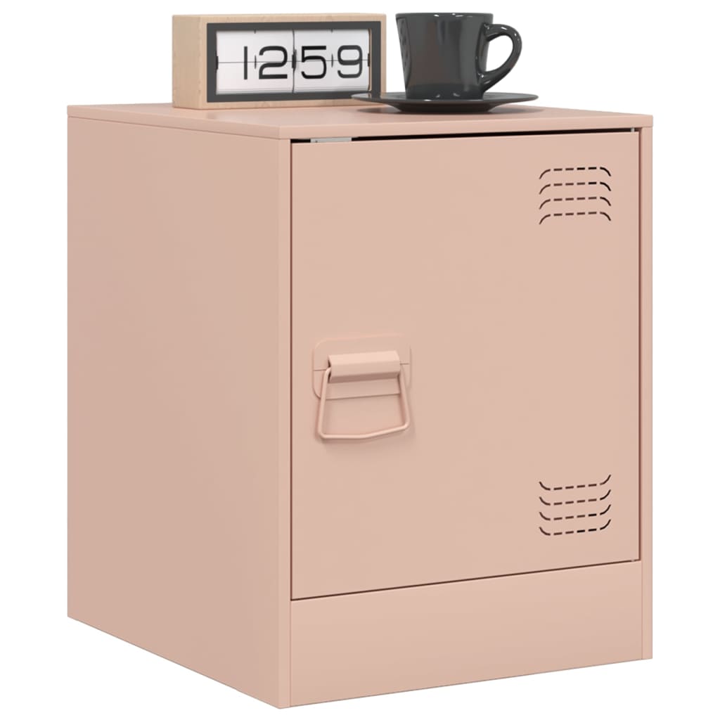 Tables de chevet 2 pcs rose 34,5x39x44 cm acier