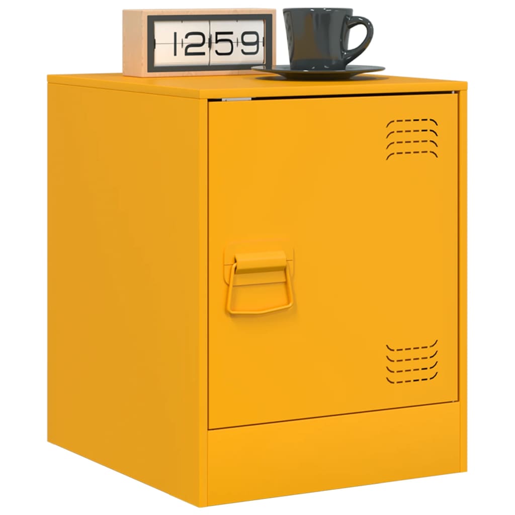 Table de chevet jaune moutarde 34,5x39x44 cm acier