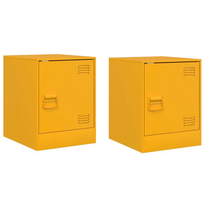 Tables de chevet 2 pcs jaune moutarde 34,5x39x44 cm acier