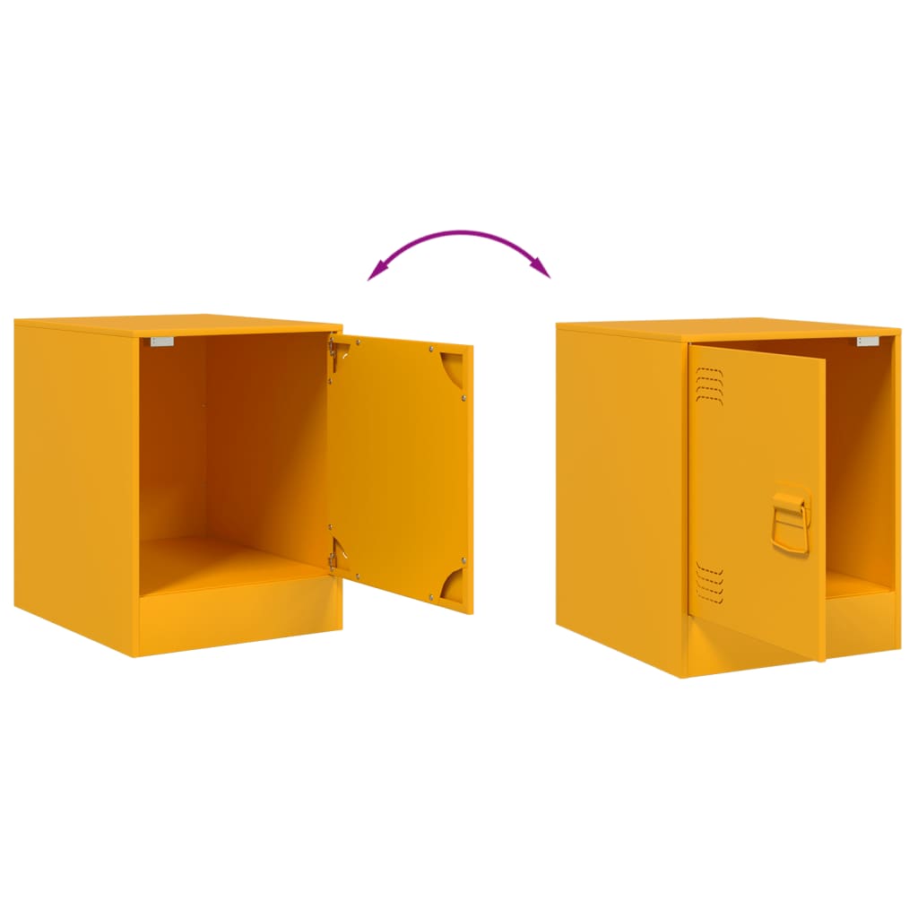 Tables de chevet 2 pcs jaune moutarde 34,5x39x44 cm acier