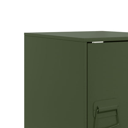 Tables de chevet 2 pcs vert olive 34,5x39x44 cm acier