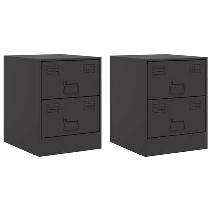 Tables de chevet 2 pcs noir 34,5x39x44 cm acier