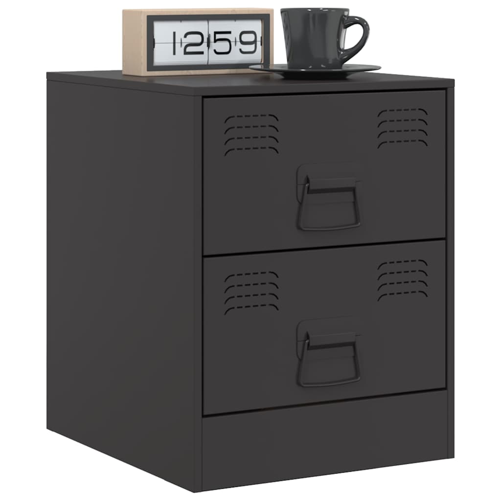 Tables de chevet 2 pcs noir 34,5x39x44 cm acier