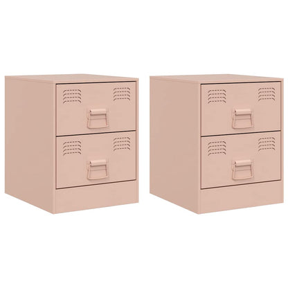 Tables de chevet 2 pcs rose 34,5x39x44 cm acier