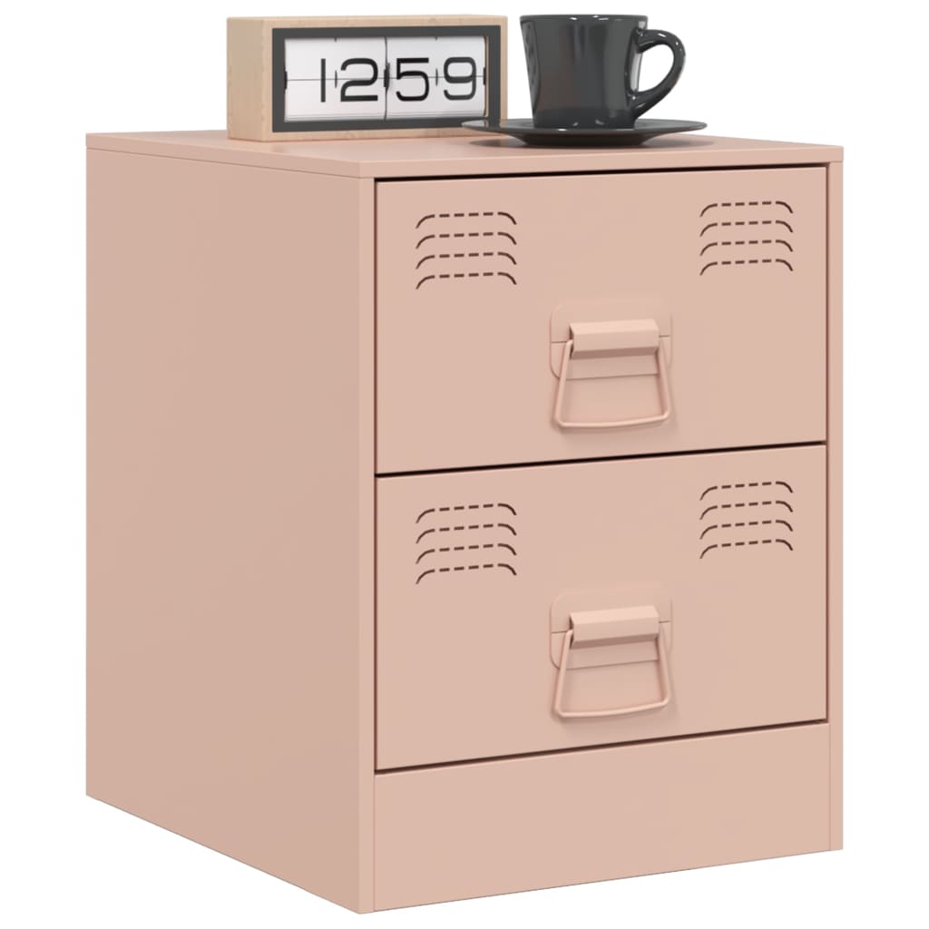 Tables de chevet 2 pcs rose 34,5x39x44 cm acier