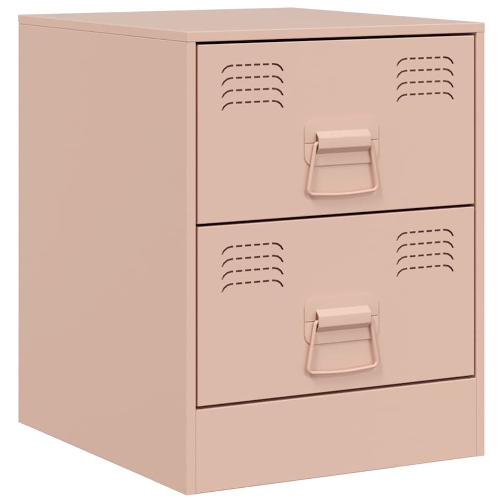 Tables de chevet 2 pcs rose 34,5x39x44 cm acier