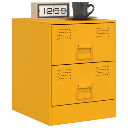 Table de chevet jaune 34,5x39x44 cm acier