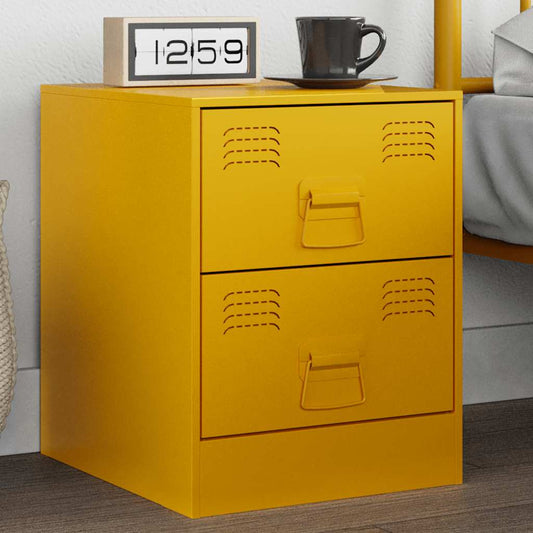 Table de chevet jaune 34,5x39x44 cm acier