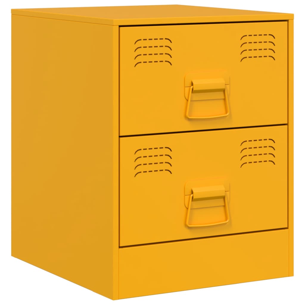 Tables de chevet 2 pcs jaune 34,5x39x44 cm acier