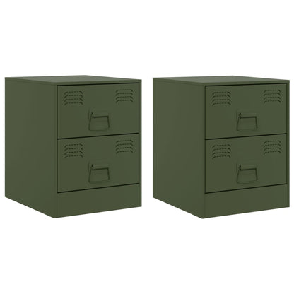 Tables de chevet 2 pcs vert 34,5x39x44 cm acier