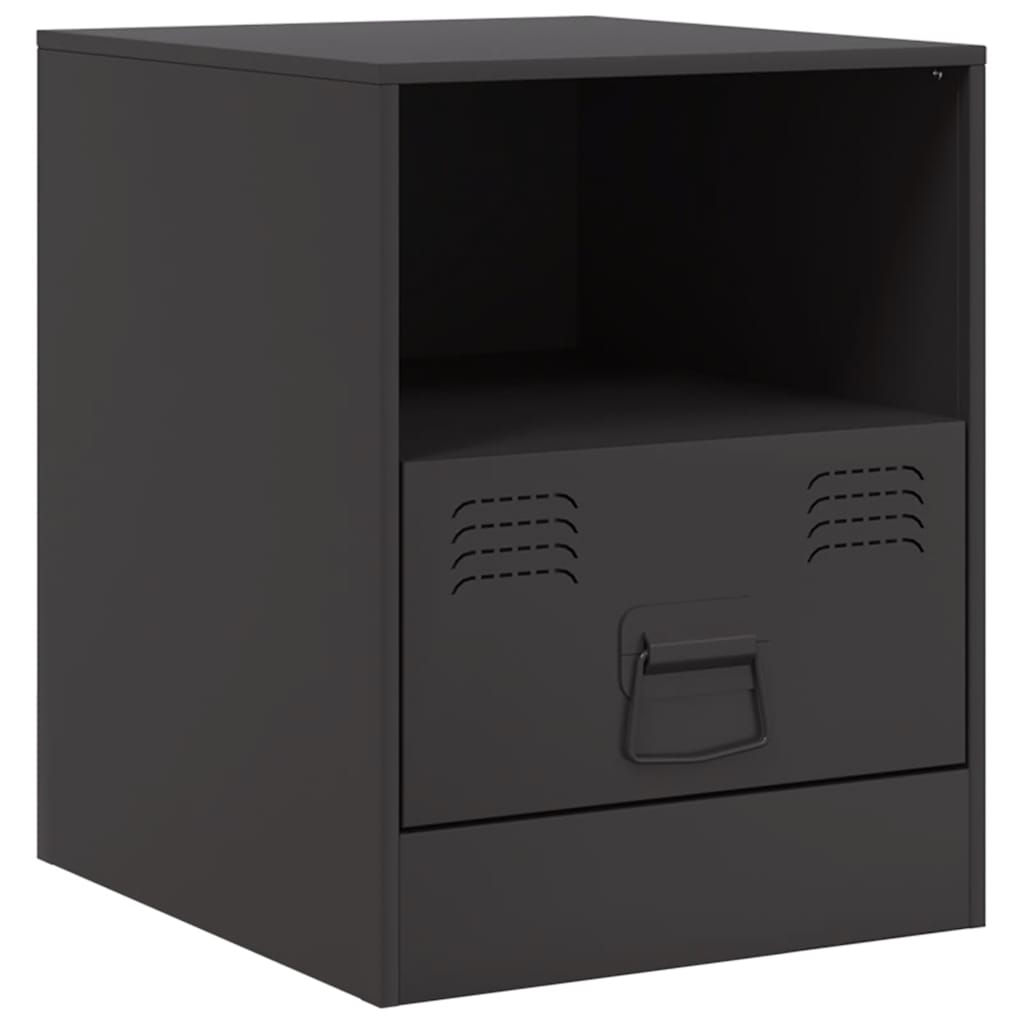 Table de chevet noir 34,5x39x44 cm acier