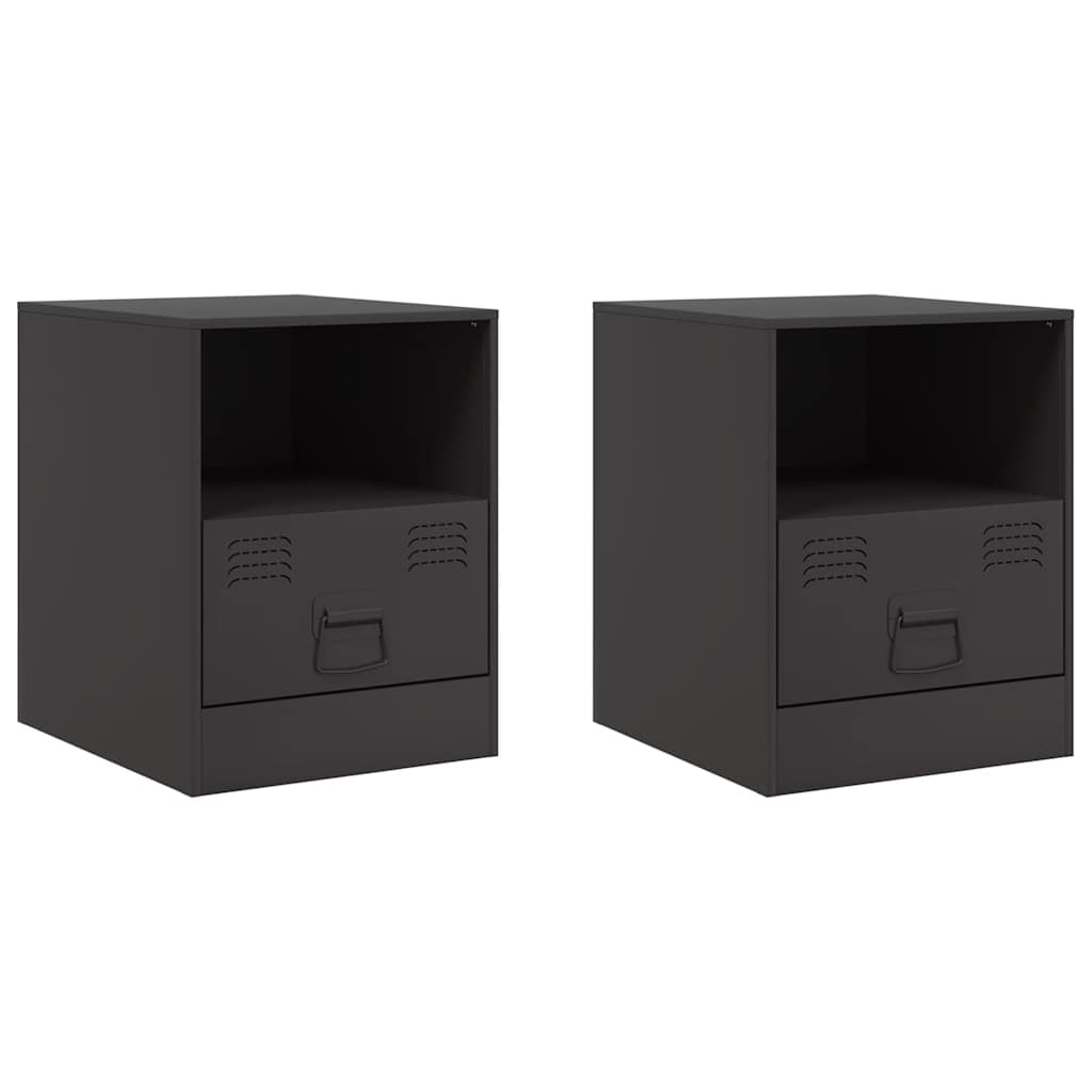 Tables de chevet 2 pcs noir 34,5x39x44 cm acier