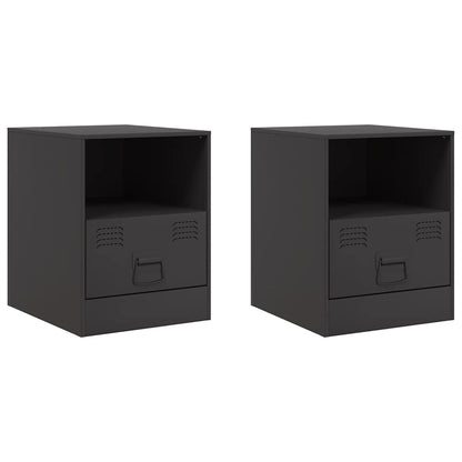 Tables de chevet 2 pcs noir 34,5x39x44 cm acier