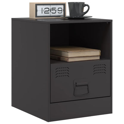 Tables de chevet 2 pcs noir 34,5x39x44 cm acier