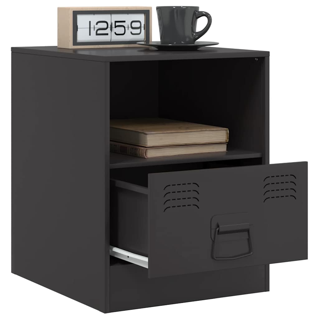 Tables de chevet 2 pcs noir 34,5x39x44 cm acier