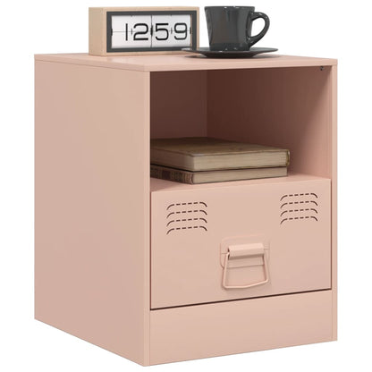 Table de chevet rose 34,5x39x44 cm acier