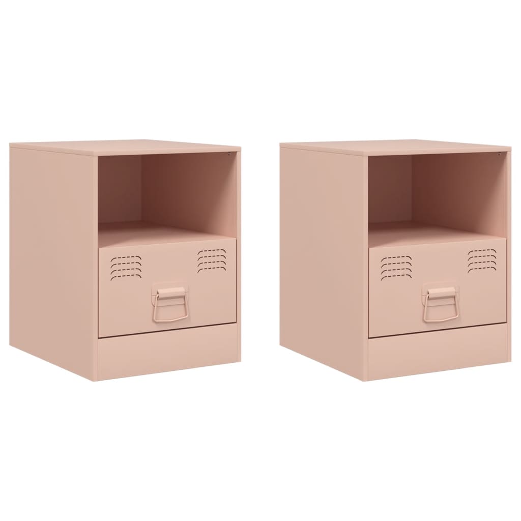 Tables de chevet 2 pcs rose 34,5x39x44 cm acier