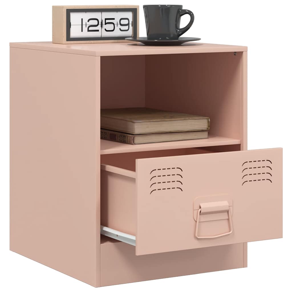 Tables de chevet 2 pcs rose 34,5x39x44 cm acier