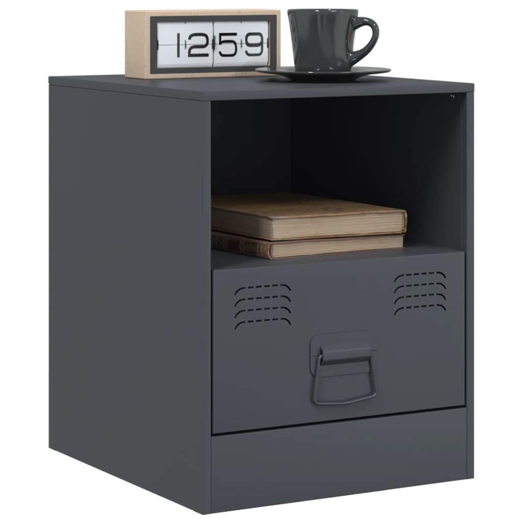 Table de chevet anthracite 34,5x39x44 cm acier