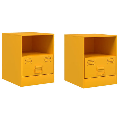 Tables de chevet 2 pcs jaune moutarde 34,5x39x44 cm acier