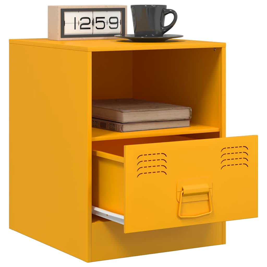 Tables de chevet 2 pcs jaune moutarde 34,5x39x44 cm acier