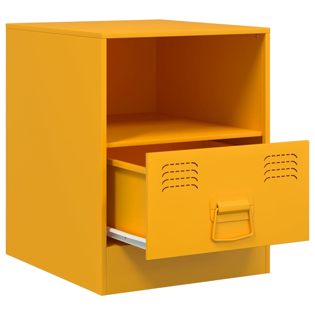 Tables de chevet 2 pcs jaune moutarde 34,5x39x44 cm acier