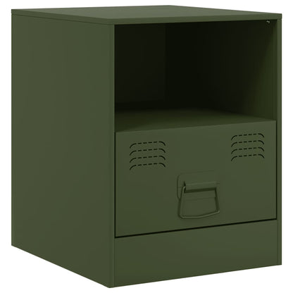 Table de chevet vert olive 34,5x39x44 cm acier