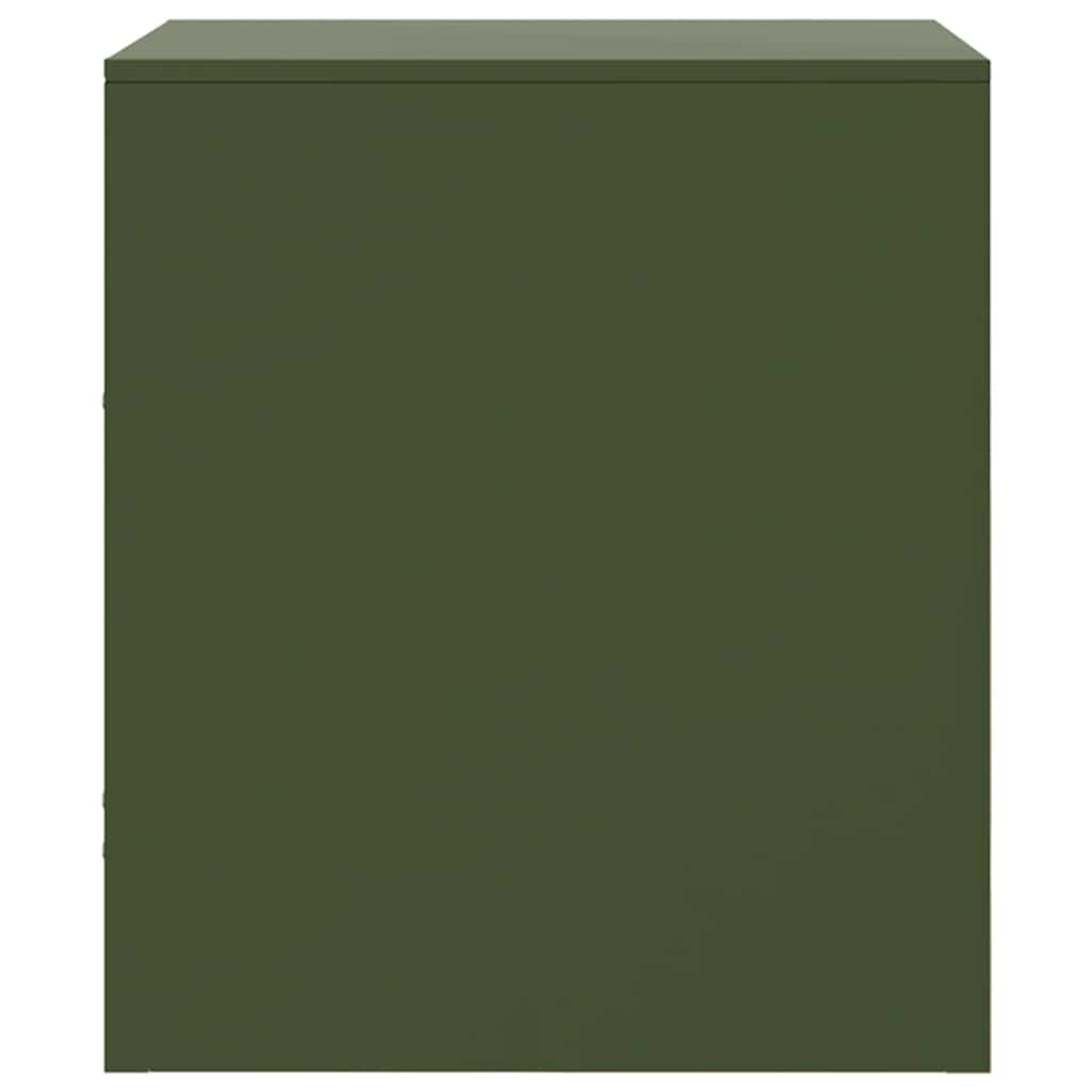 Table de chevet vert olive 34,5x39x44 cm acier