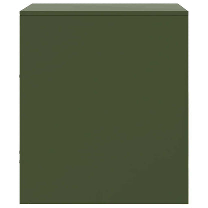 Table de chevet vert olive 34,5x39x44 cm acier