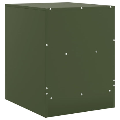 Table de chevet vert olive 34,5x39x44 cm acier