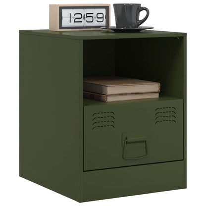 Tables de chevet 2 pcs vert olive 34,5x39x44 cm acier