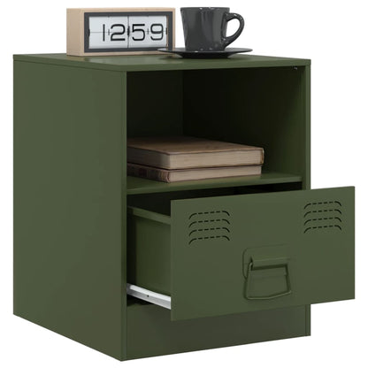 Tables de chevet 2 pcs vert olive 34,5x39x44 cm acier