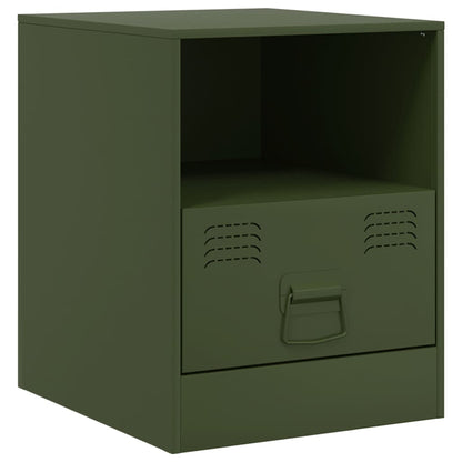 Tables de chevet 2 pcs vert olive 34,5x39x44 cm acier