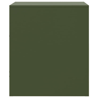 Tables de chevet 2 pcs vert olive 34,5x39x44 cm acier