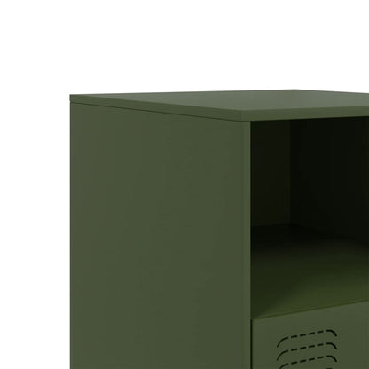 Tables de chevet 2 pcs vert olive 34,5x39x44 cm acier