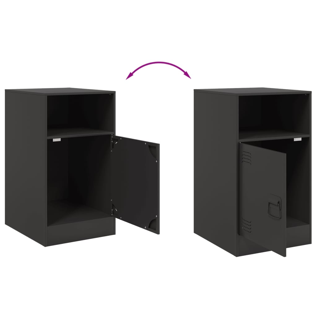 Tables de chevet 2 pcs noir 34,5x39x62 cm acier