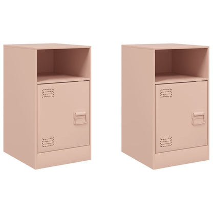 Tables de chevet 2 pcs rose 34,5x39x62 cm acier