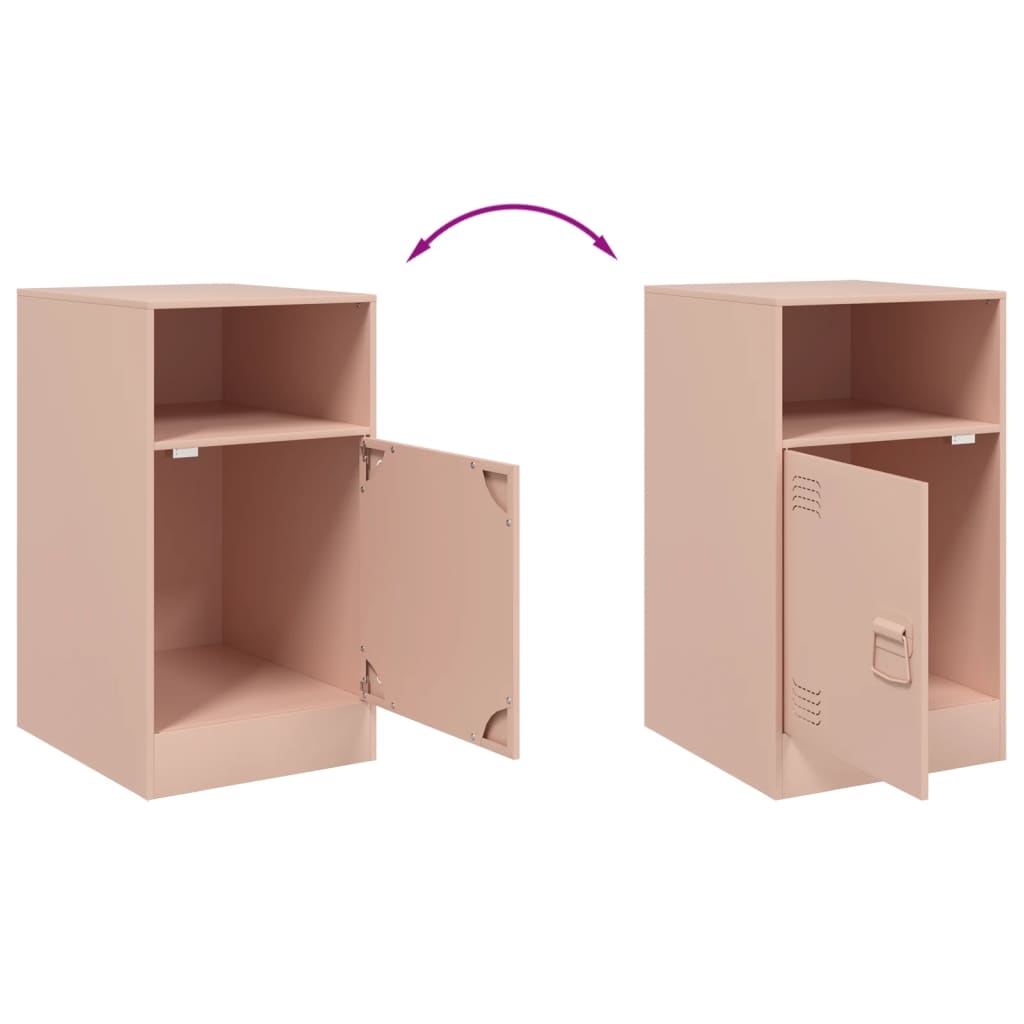 Tables de chevet 2 pcs rose 34,5x39x62 cm acier