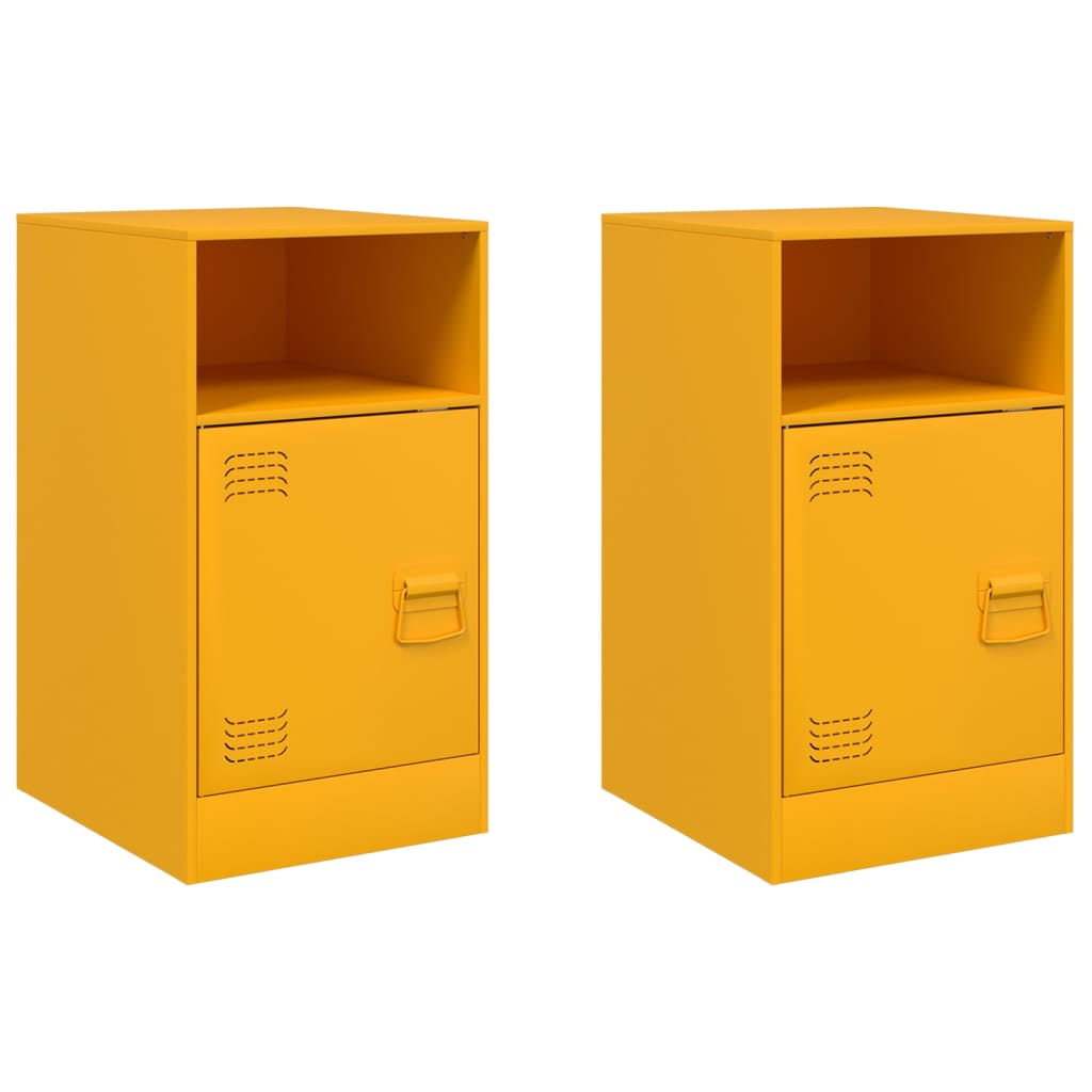 Tables de chevet 2 pcs jaune moutarde 34,5x39x62 cm acier