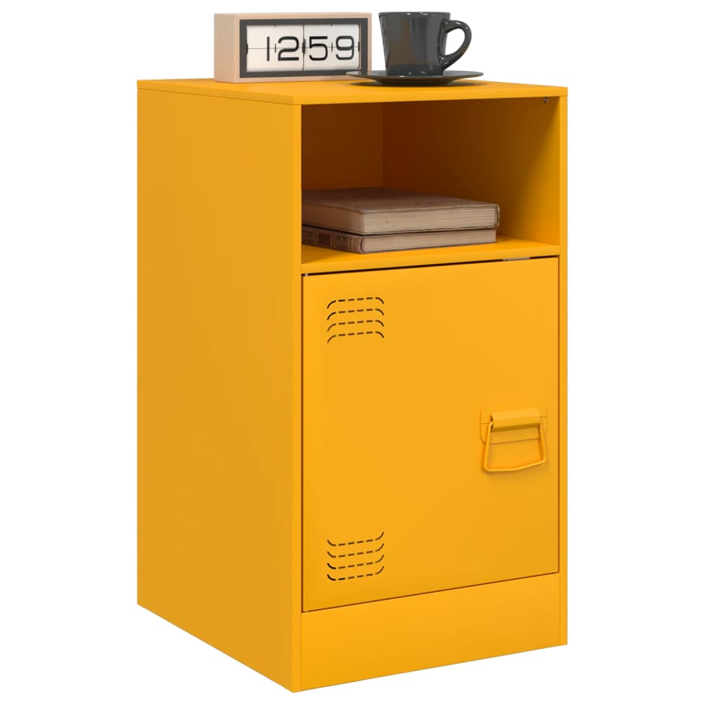 Tables de chevet 2 pcs jaune moutarde 34,5x39x62 cm acier