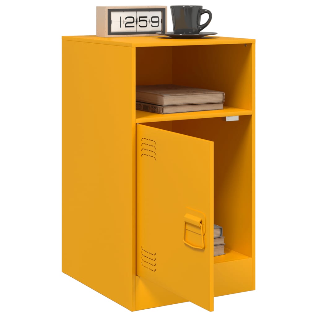 Tables de chevet 2 pcs jaune moutarde 34,5x39x62 cm acier