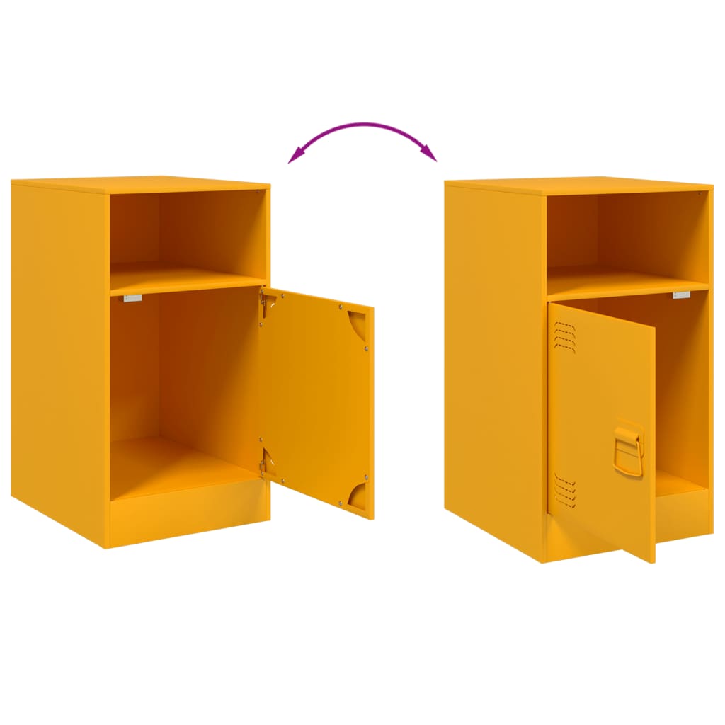 Tables de chevet 2 pcs jaune moutarde 34,5x39x62 cm acier