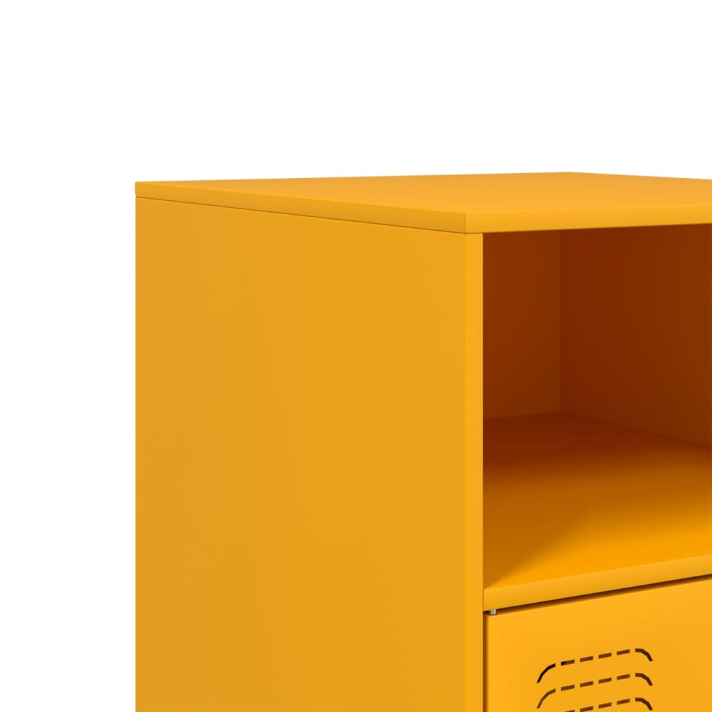 Tables de chevet 2 pcs jaune moutarde 34,5x39x62 cm acier