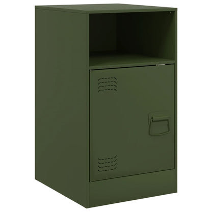 Table de chevet vert olive 34,5x39x62 cm acier