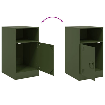 Tables de chevet 2 pcs vert olive 34,5x39x62 cm acier