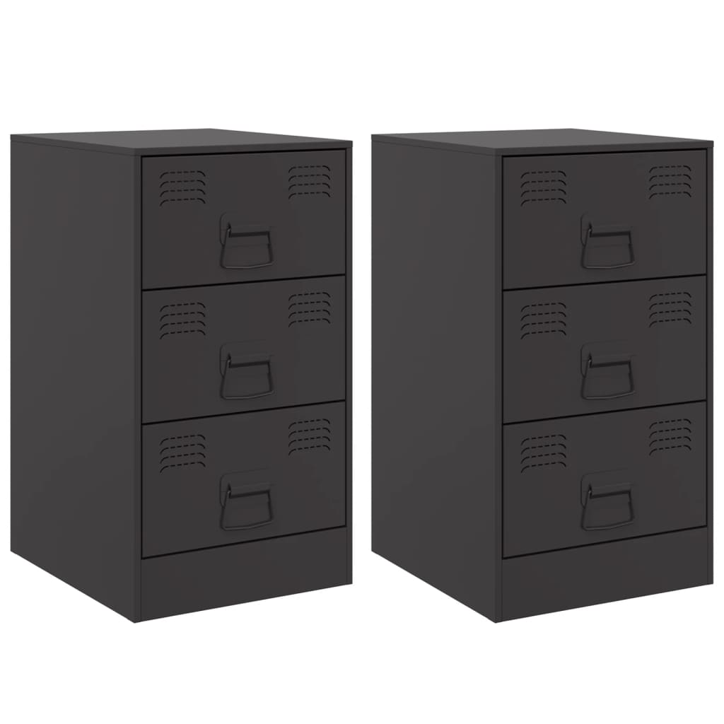 Tables de chevet 2 pcs noir 34,5x39x62 cm acier